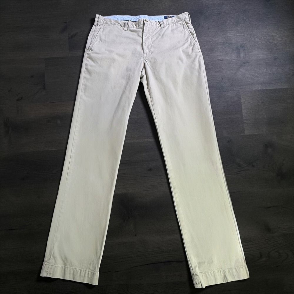 Polo Ralph Lauren Mens Stretch Straight Fit Chino Pants Khaki Tan 36x34 Cotton